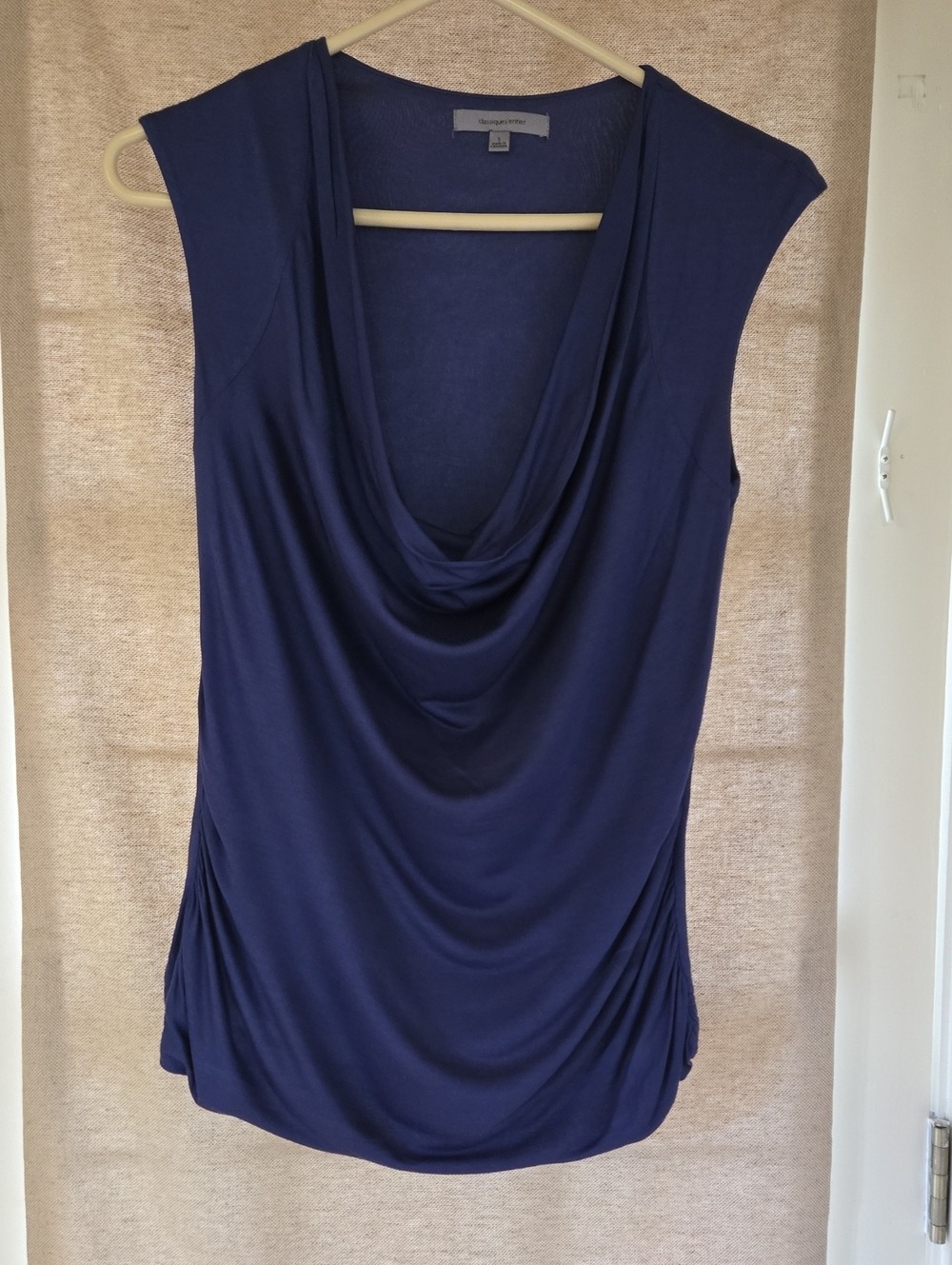 Classiques Entier Blue Draped Cowl Neck Sleeveless Blouse